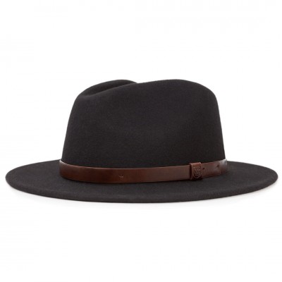 Brixton "Messer" Fedora Hat (Black) 's Wide Brim Wool Felt Leather Band Cap 846240048149 eb-93372595